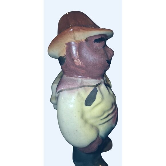 Vintage Ceramic Farmer Figurine With Wheelbarrow Planter - Picture 4 of 9